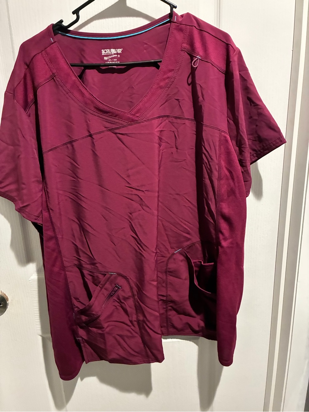 Scrubstar Women's V-Neck Scrub Top in Burgundy Plum